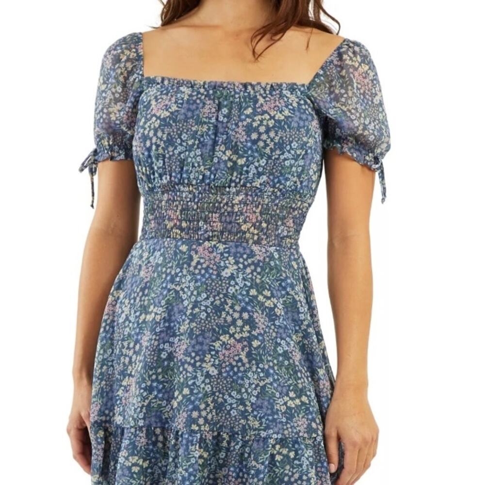 BCX Juniors' Smocked-Waist Peasant Dress Size Medium